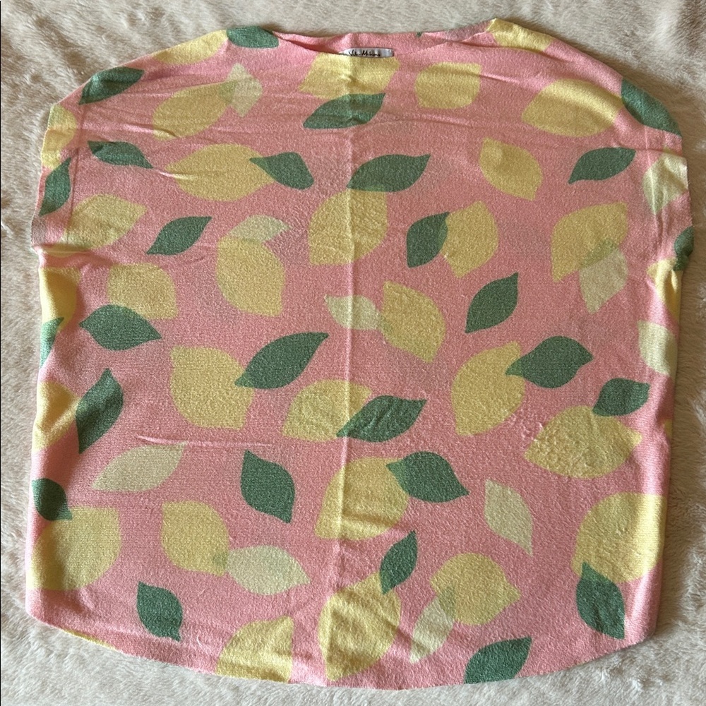 Lemon Pattern Women's Sweater - Pink and Green